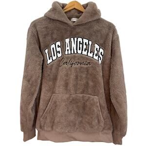 Orange Kiss Beige Los Angeles Fuzzy Hoodie Women’s L